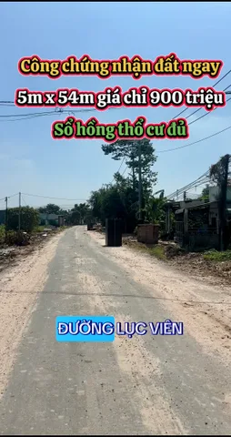Bán Đất 270m2 có sẵn 270 m2 thổ cư giá 900 triệu tại Đường Lục Viên Xã Đức Hòa Hạ Huyện Đức Hòa Long An