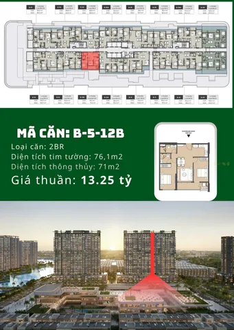 BDS HVL [NC] LUMIERE MIDTOWN CĂN 2BR DIỆN TÍCH LỚN NHẤT  - VIEW TRUNG TÂM THƯƠNG MẠI