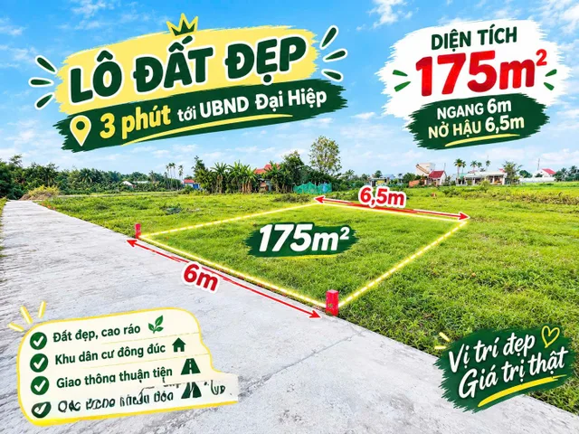 🚨 CHỈ 770 TRIỆU – SỞ HỮU NGAY 175M² ĐẤT ĐẸP TẠI TRUNG TÂM ĐẠI HIỆP! 🔥