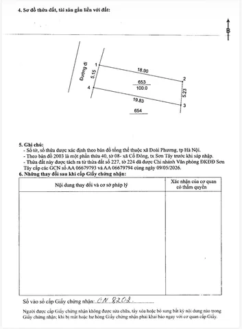 Bán Đất 100m2 có sẵn 100 m2 thổ cư giá 2 tỷ tại Xã Bình Yên Huyện Thạch Thất Hà Nội