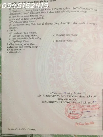 Chính chủ cần bán lô đất siêu đẹp tại Đồng Khởi, phường 6, Trà Vinh, 279,6m2, giá 2,9 tỷ