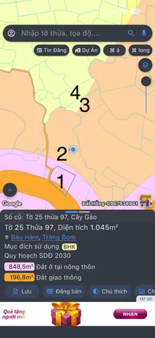 Bán đất + kho tại Xã Cây Gáo Huyện Trảng Bom Đồng Nai