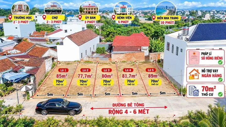 Bán Đất 89m2 có sẵn 70 m2 thổ cư giá 1.58 tỷ tại Xã Diên An Huyện Diên Khánh Khánh Hòa