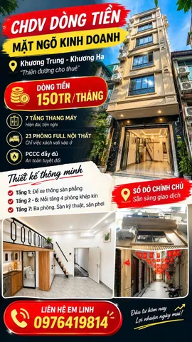 🔥 CHDV  – KHƯƠNG HẠ | 7 TẦNG THANG MÁY | 23 PHÒNG FULL NỘI THẤT | DÒNG TIỀN 150TR/THÁNG 🔥 300M2 CHỈ HƠN 19,8 TỶ