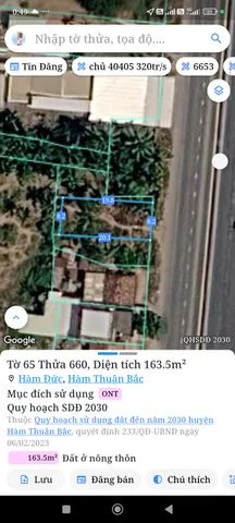 Bán Đất 163m2 có sẵn 163 m2 thổ cư giá 978 triệu tại Xã Hàm Đức Huyện Hàm Thuận Bắc Bình Thuận