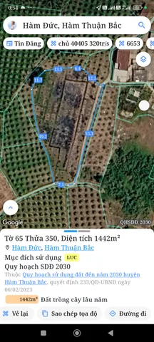 Bán Đất 1441m2 giá 216 triệu tại Xã Hàm Đức Huyện Hàm Thuận Bắc Bình Thuận