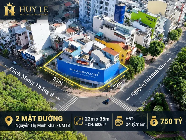 2 mặt đường: 264 Nguyễn Thị Minh Khai - CMT8 (22 x 35)