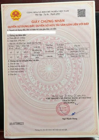 Bán Đất 100m2 có sẵn 100 m2 thổ cư giá 1.5 tỷ tại Đường Tỉnh lộ 420 Xã Bình Yên Huyện Thạch Thất Hà Nội