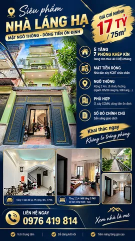 🔥 LÁNG HẠ – NHÀ 5 TẦNG, 7 PHÒNG KHÉP KÍN – DÒNG TIỀN 40 TRIỆU/THÁNG – GIÁ NHỈNH 17 TỶ! 🔥