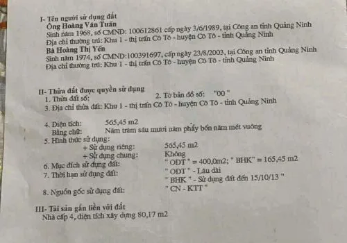 ⭐️Chính chủ bán gấp đất vàng trung tâm Cô Tô, Quảng Ninh; 0865.553.874