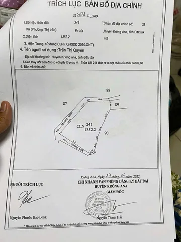 Bán Đất 2300m2 có sẵn 100 m2 thổ cư giá 750 triệu tại Xã Ea Na Huyện Krông A Na Đắk Lắk