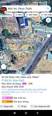 Bán Đất 700m2 có sẵn 200 m2 thổ cư giá 15 tỷ tại Phường Mũi Né Thành phố Phan Thiết Bình Thuận