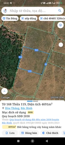 Bán Đất 4691m2 giá 1.8 tỷ tại Xã Hòa Thắng Huyện Bắc Bình Bình Thuận