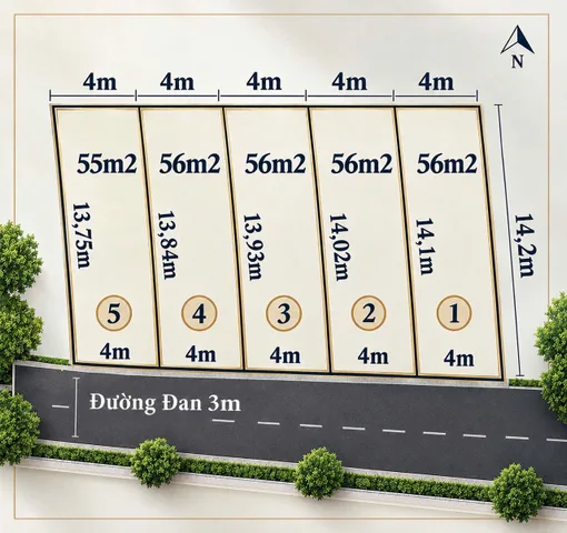 Đất - giá 1,25 tỷ -  full thổ cư - 4M x 14M (56m2) - Long Hậu - Long An - hỗ trợ xin phép xây dựng - liên hệ 0919089456