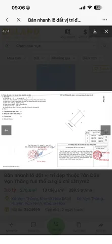 Bán Đất 276.6m2 có sẵn 276.6 m2 thổ cư giá 3.6 tỷ tại Xã Vạn Thắng Huyện Vạn Ninh Khánh Hòa