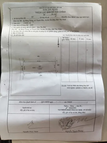 BÁN ĐẤT TẶNG NHÀ – 1.140M² FULL THỔ CƯ – GÒ DẦU, TÂY NINH