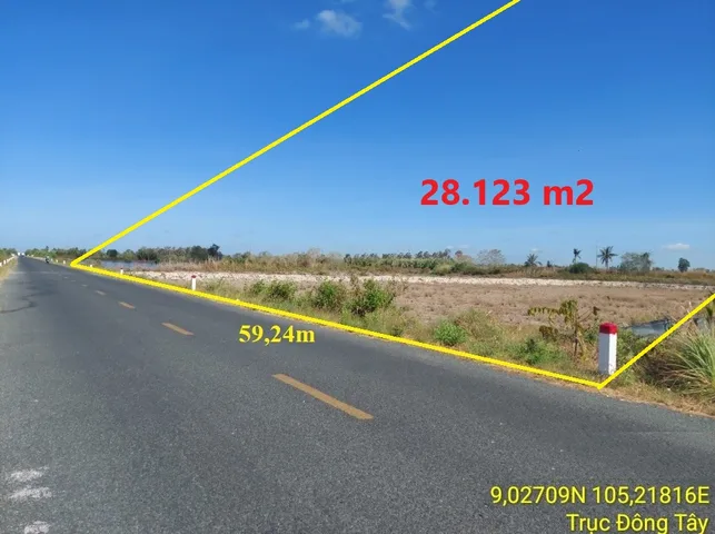 Bán Đất 28123m2 giá 7.4 tỷ tại Xã Tạ An Khương  Nam Huyện Đầm Dơi Cà Mau