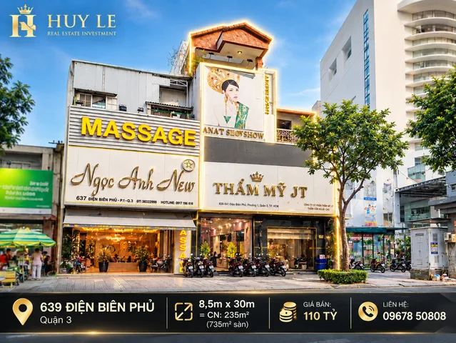 *639 Điện Biên Phủ, Quận 3* - [8,5 x 30m = 235m2] - 110tỷ