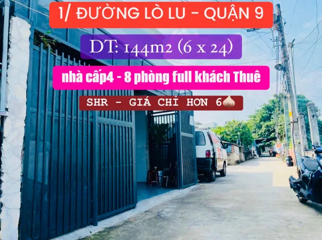 🆘 CHỦ GIẢM MẠNH 340 TRIỆU – DÃY TRỌ 144M², 8 PHÒNG, THU HƠN 20 TRIỆU/THÁNG – KHU VIP LÒ LU, QUẬN 9 – CHỈ CÒN 6,96 TỶ ❗️