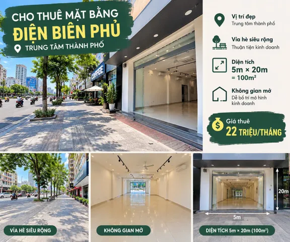 CHO THUÊ MẶT BẰNG ĐIỆN BIÊN PHỦ – TRUNG TÂM THÀNH PHỐ