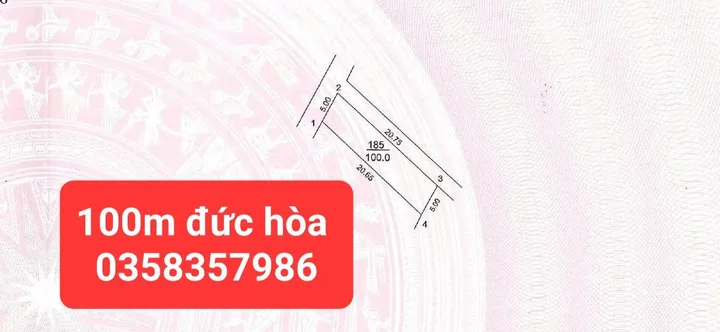 Bán Đất 100m2 có sẵn 100 m2 thổ cư giá 3.8 tỷ tại Xã Đức Hoà Huyện Sóc Sơn Hà Nội