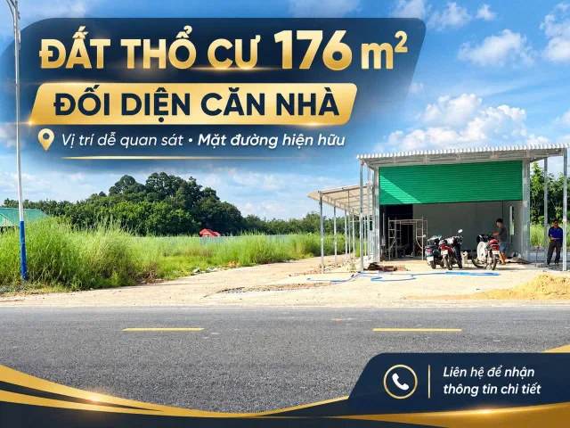 🏡 ĐẤT THỔ CƯ 176 m² – VỊ TRÍ ĐỐI DIỆN CĂN NHÀ ngay trung tâm Minh Hưng Chơn Thành