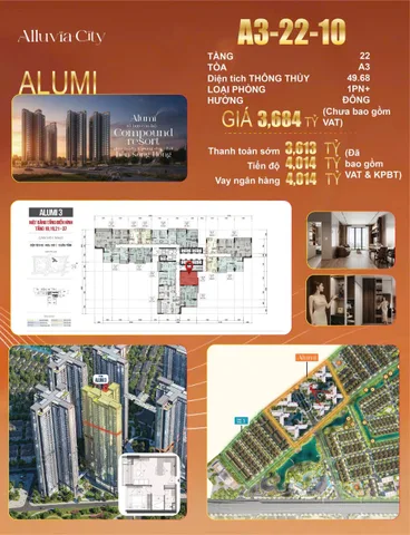 Bán Căn hộ chung cư Alluvia City  49.7m2 giá tts 3.35 tỷ tại Xã Mễ Sở Huyện Văn Giang Hưng Yên
