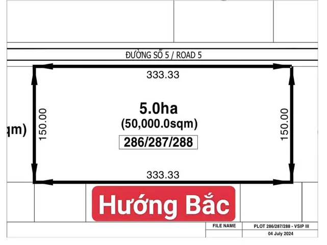 Bán 5HA Đất SKK trong KCN VSIP Tân Uyên Bình Dương
