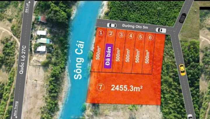 Bán Đất 500m2 giá 185 triệu tại Xã Cầu Bà Huyện Khánh Vĩnh Khánh Hòa