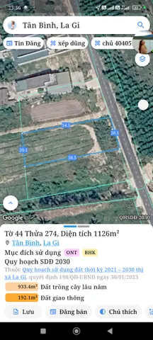 Bán Đất 1125m2 có sẵn 70 m2 thổ cư giá 2.6 tỷ tại Xã Tân Bình Thị xã La Gi Bình Thuận