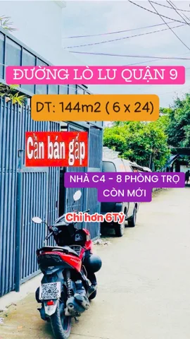 ⚡️ BÁN GẤP DÃY TRỌ 144M², 8 PHÒNG FULL KHÁCH THUÊ, THU NHẬP HƠN 20 TRIỆU/THÁNG, GIẢM CÒN 6,96 TỶ – SÁT ĐƯỜNG LÒ LU, QUẬN 9❗️
