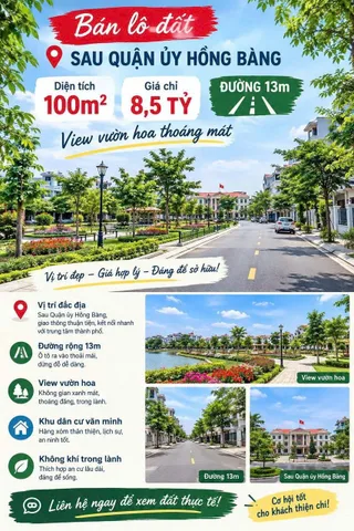 Bán Đất 100m2 có sẵn 100 m2 thổ cư giá 8.5 tỷ tại Phường Sở Dầu Quận Hồng Bàng Hải Phòng