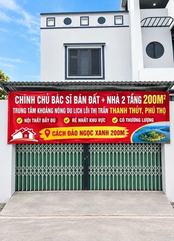 CHÍNH CHỦ BÁC SĨ BÁN ĐẤT + NHÀ 2 TẦNG 200M2, TRUNG TÂM KHOÁNG NÓNG DU LỊCH LÕI THỊ TRẤN THANH THỦY, PHÚ THỌ, RẺ NHẤT KHU VỰC, CÓ THƯƠNG LƯỢNG, CÁCH ĐẢO NGỌC XANH 200M