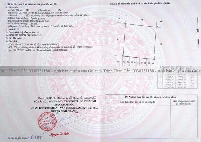 Bán Đất 1321m2 có sẵn 1321 m2 thổ cư giá 26.42 tỷ tại Đường Võ Văn Vân Xã Vĩnh Lộc B Huyện Bình Chánh TP. Hồ Chí Minh