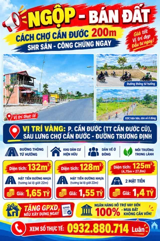 NGỘP - 3 LÔ SAU LƯNG CHỢ CẦN ĐƯỚC - SHR CÔNG CHỨNG NGAY