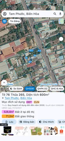Bán Đất 600m2 có sẵn 50 m2 thổ cư giá 13 tỷ tại Phường Tam Phước Thành phố Biên Hòa Đồng Nai