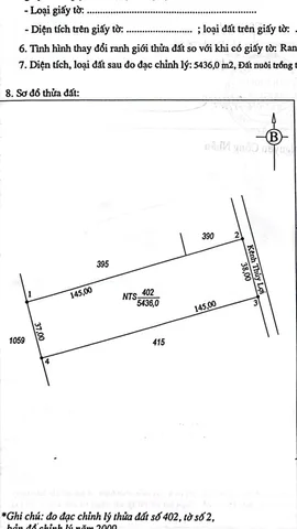 Bán Đất Nuôi trồng thuỷ sản 5436m2 giá 1.3 tỷ (còn thương lượng cho người thiện chí) tại - Chọn - Phường Hòa Thành Cà Mau