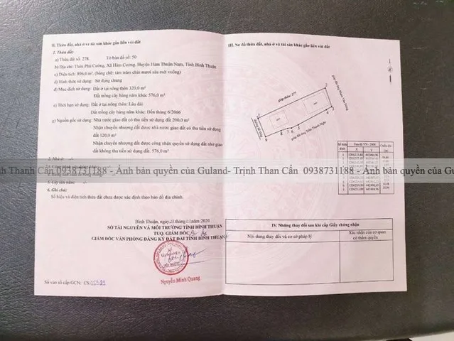 Bán Đất 896m2 có sẵn 320 m2 thổ cư giá 2.7 tỷ tại Xã Hàm Cường Huyện Hàm Thuận Nam Bình Thuận