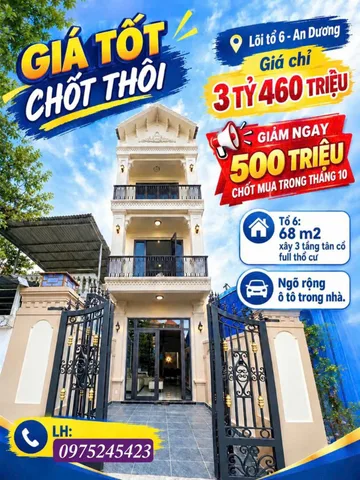 ❌❌❌ GIẢM SỐC 500 TRIỆU – NHÀ ĐẸP TỔ 6 AN DƯƠNG, CHỈ CÒN 2,96 TỶ ❌❌❌