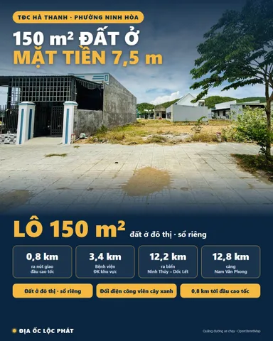 Bán đất tái định cư Hà Thanh Ninh Hòa - lô 08 LK-09, 150 m² đối diện công viên, sổ riêng