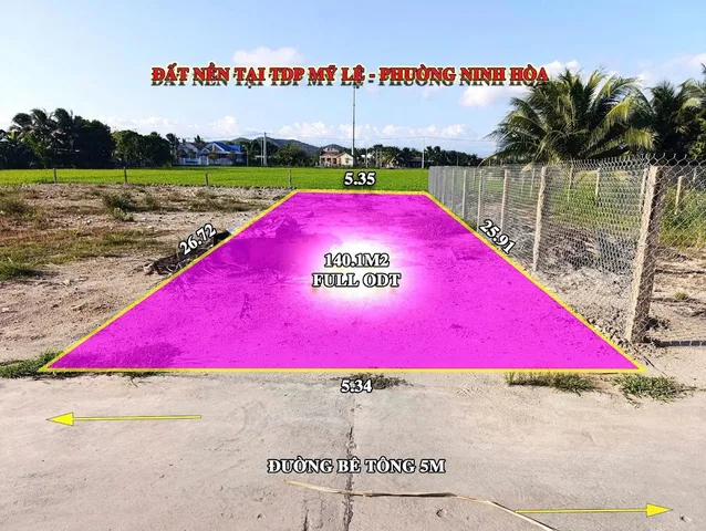 Bán đất Ninh Đa Ninh Hòa - 140,1m² Mỹ Lệ, đường Nguyễn Cụ, 860 triệu