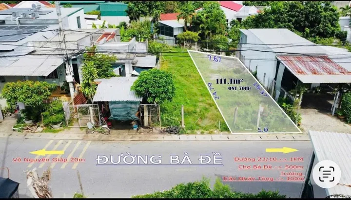 Bán Đất 111m2 có sẵn 70 m2 thổ cư giá 2.95 tỷ tại Đường Bà Đế Xã Diên An Huyện Diên Khánh Khánh Hòa