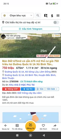 Bán Đất 675m2 giá 750 triệu tại Xã Bình Tân Huyện Bắc Bình Bình Thuận