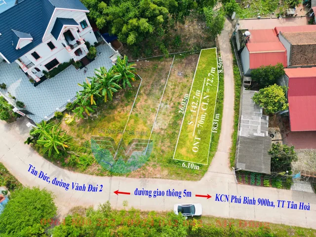 Bán Đất 142m2 có sẵn 70 m2 thổ cư giá 1.25 tỷ tại Xã Tân Thành Huyện Phú Bình Thái Nguyên