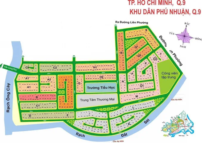 Bán Đất 2 Mặt Tiền Khu Dân Cư PHú Nhuận- Đường D5, Đỗ Xuân Hợp, Đối Diện The Global City,  P. Phước Long.  TP. Thủ Đức. Dt 400.6m² ( Ngang 18.3m) Giá 82 triệu/m2 - TL Tốt !