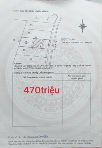470 triệu. DT 269m2. Ngang 9.4m. Đất ở xã Nam Hà chỉ 25km tới sân bay Liên Khương