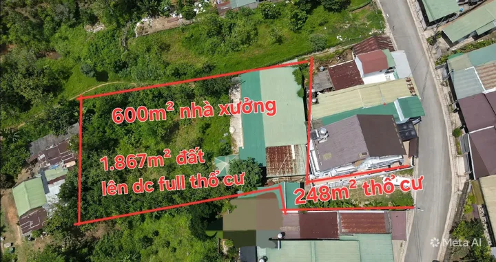 Bán Kho, nhà xưởng 2115m2 có sẵn 249 m2 thổ cư giá 5.95 tỷ tại Xã Lộc Châu Thành phố Bảo Lộc Lâm Đồng
