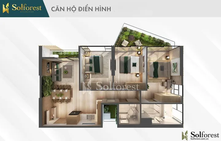 BÁN CĂN HỘ 3 PHÒNG NGỦ SOLFOREST-ECOPARK