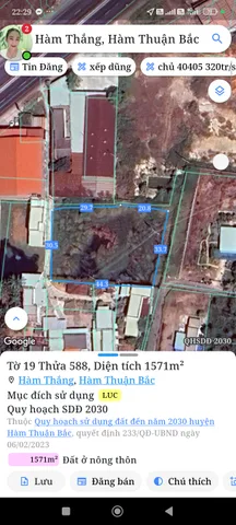 Bán Đất 1600m2 có sẵn 300 m2 thổ cư giá 3.5 tỷ tại Xã Hàm Thắng Huyện Hàm Thuận Bắc Bình Thuận