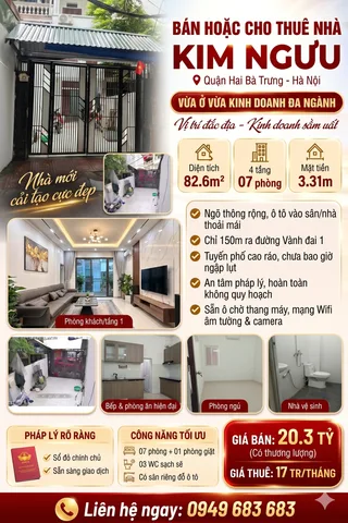 Cho thuê Nhà riêng 50m2 giá 17 triệu tại Đường Kim Ngưu - Chọn - Phường Vĩnh Tuy Hà Nội